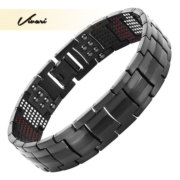 Vivari Magnetic Black Titanium Bracelet Men Bangle 4in1 -ve Ions Germanium Far Infra Red Fashion Bracelets jewelry Charm Wrist