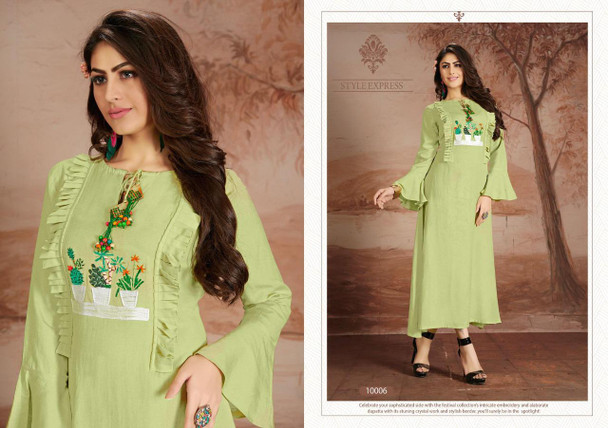 Presenting New 2021 Designer Heavy Embroidery Work Long Gown-Pista Green-L