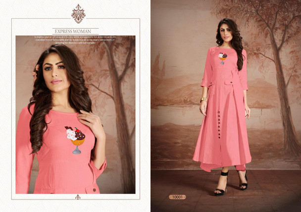 Presenting New 2021 Designer Heavy Embroidery Work Long Gown-Pink -L