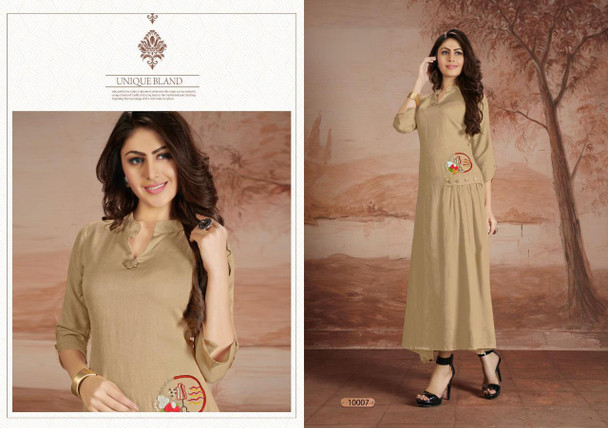 Presenting New 2021 Designer Heavy Embroidery Work Long Gown-Light Brown-L