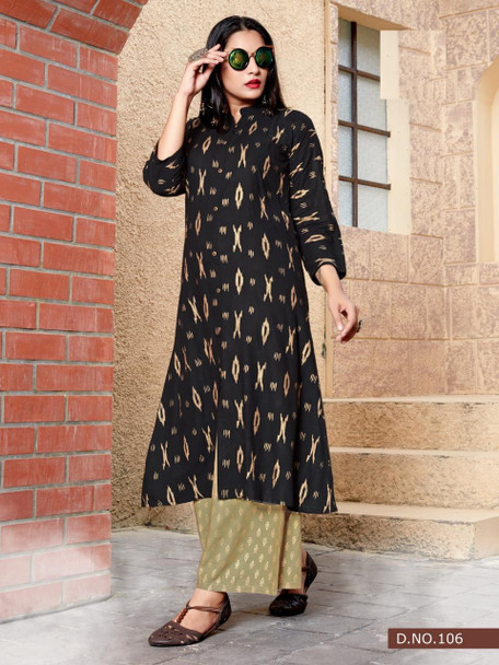 New 2021 Presenting Beautiful Rayon Foil Print Top & Palazzo-Black-Size-XXL