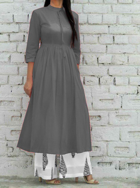  New 2021 Presenting Beautiful Rayon Digital Printed Cotton Top & Palazzo-Kurti-Gray-(Size-XL)