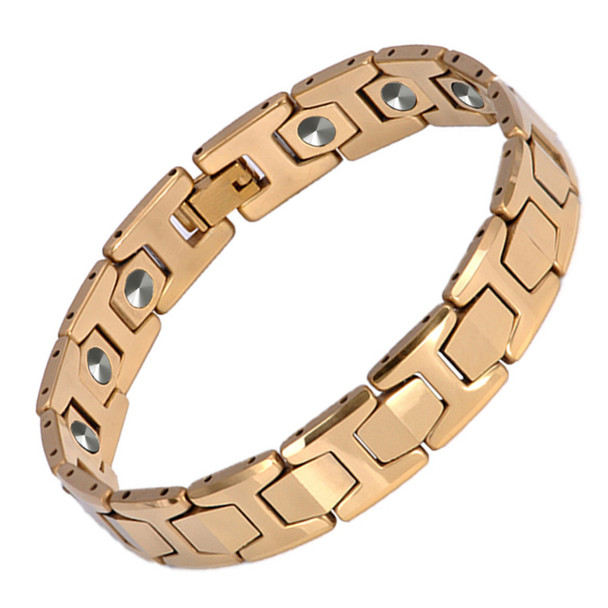 Hottime Luxury 15 PCS 99.9999% Germanium Bracelet Men Chain Link Health Energy Magnetic Tungsten steel Bracelets Bangle 10146