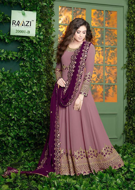 New 2021 Presenting Beautiful Designer suit Georgette with Embroidery work +Stone Work-Light Maroon-Size-46