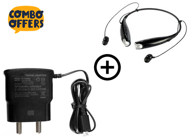 RD SB 94 Bluetooth Headset With Samsung Travel Adapter 5V 0.7A Combo