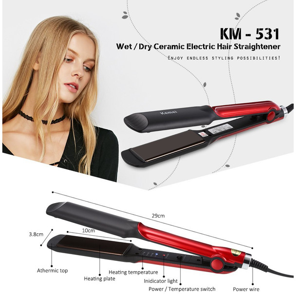 Kemei KM-531 Hair Straightener (Red)