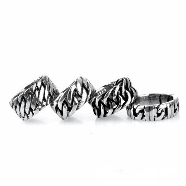 2018 men's personality single ancient silver Mesh ring retro spot mesh ring custom