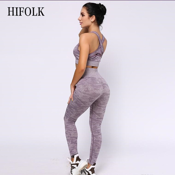 HIFOLK New Camouflage Workout Pants Fitness Women Leggings High Waist Flexible Gym Sporting Leggings Stretching Slim Trousers