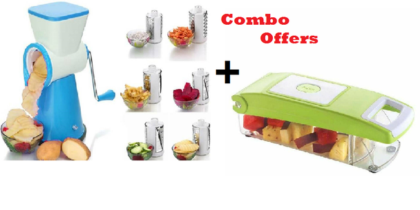 4 IN 1 Vegetable Fruit Cutter Slicer + 5in1 Slicer & Dicer Grater Plus Multi Chopper Vegetable Cutter Peeler