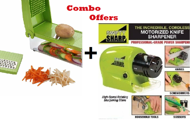 Famous unbreakable 5in1 Slicer & Dicer Grater Plus Multi Chopper + Power Knives Sharpener Swifty Sharpener Precision Scissors Sharp Tool