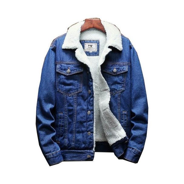 Men's Down & Parkas Winter Denim Jacket Large Wool Lining, Thicker, XS-6XL