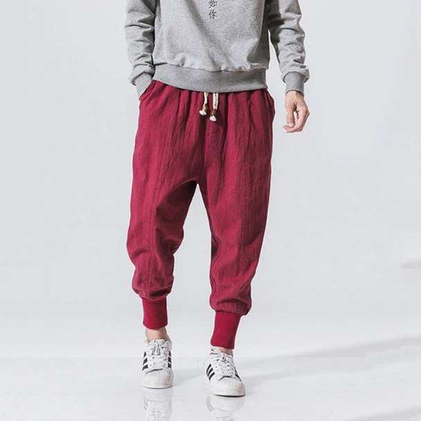 Men Harem Pants Drawstring Cotton Joggers Solid 2020 Streetwear Drop-Crotch Trousers Men Baggy Casual Sweatpants S-5XL1