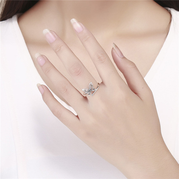 Qings Butterfly Ring 925 Sterling Silver Open White CZ Ring With Cheap Price Qings Butterfly Ring 925 Sterling Silver Open White CZ Ring With Cheap Price