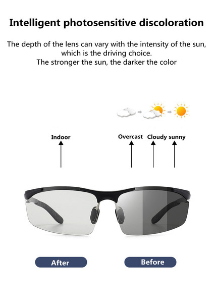 Polarized Color Changing Sunglasses TAC Lenses Sports Men's Sunglasses