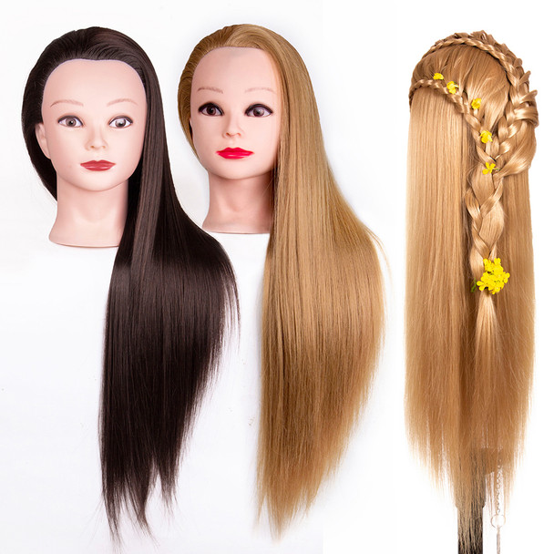 Synthetic Hair Cutting Braids Styling Practice Hairdressing Mannequin Dolls Head