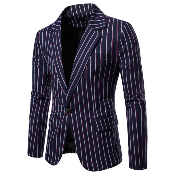 Striped Single-row One-button Men's New Striped blazer Jacket Men Jaket
