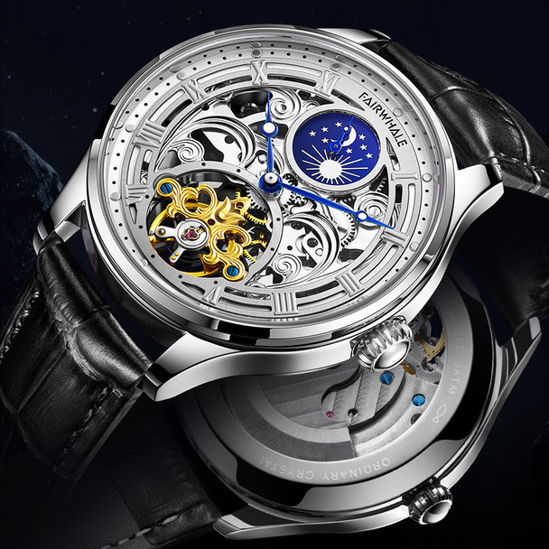 Mechanical Movement Waterproof Watch Moon Phase Tourbillon Automatic Watch