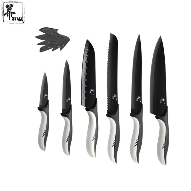 MU Brand High Carbon Stainless Steel Knife Six Piece Set 8, 8, 8, 7, 5, 3.5 Inch High Grade Kitchen Knives Best Cooking Tools