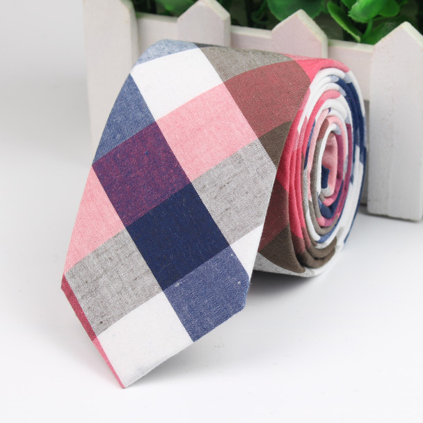 Men's Plaid Necktie Casual Tartan Suit Bowknots Ties Male Cotton Skinny Slim Tie