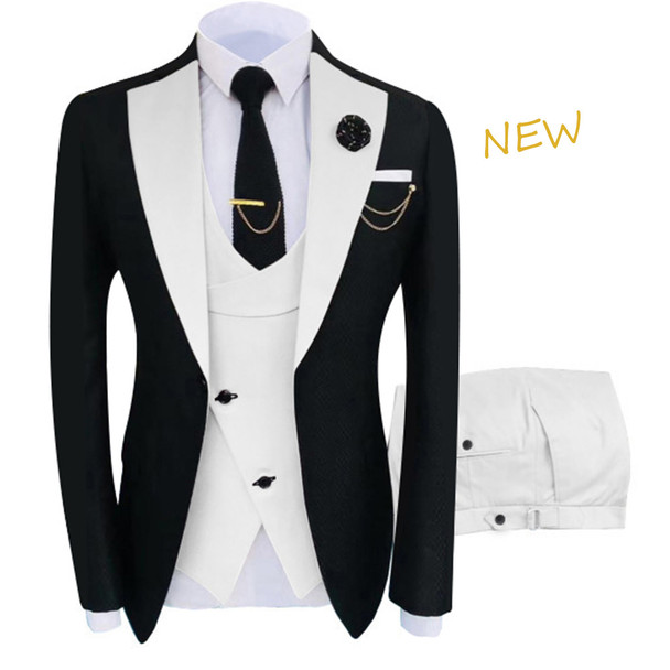 Single Button Groom Suit Men Business Wedding Party Jacket 3 Pieces Set