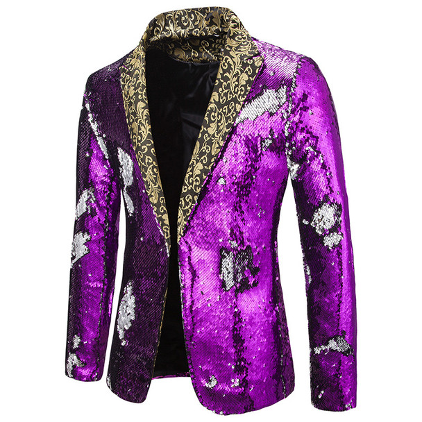 Sequin Bling Shawl Collar Blazer Jacket Men Wedding Groom Tuxedo Blazer Mens