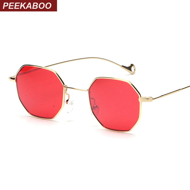 Peekaboo blue yellow red tinted sunglasses women small frame polygon 2017 brand design vintage sun glasses for men retro