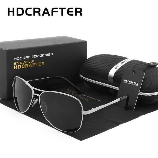 HDCRAFTER Aviator Sunglasses Men Polarized Sun Glasses For Men fashion UV400 driving outdoor sunglasses with box
