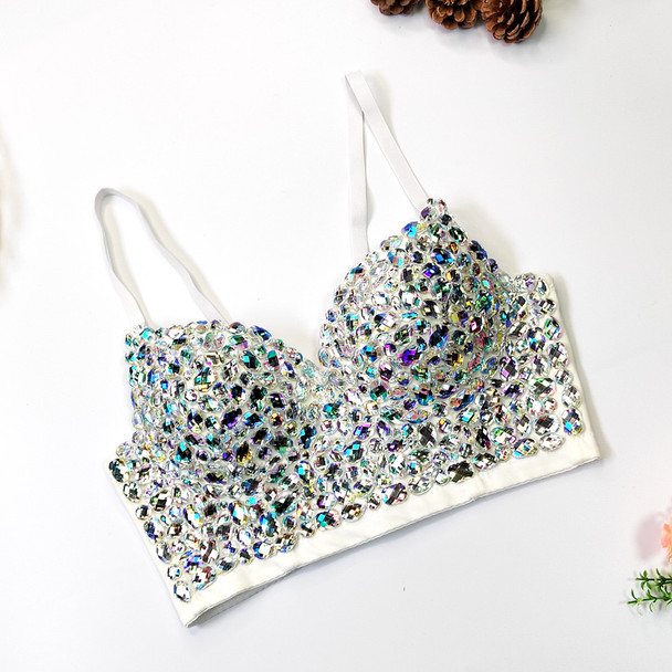 Ladies Rhinestone Bra Top Ladies Bra Female Belly Dancing Bar Bra for Women