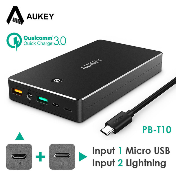 AUKEY Power Bank 20000mAh Portable External Battery Mobile Backup Charger Dual USB Powerbank for Smart Phone Galaxy S8 iPhone LG