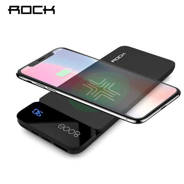 ROCK QI Wireless Charger Power Bank 8000mah with Digital Display