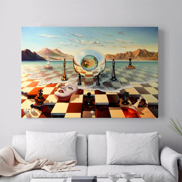 Surreal City Chess Beach Set Canvas Art Print Painting Poster Wall Pictures For Living Room Home Decoration Decor No Frame