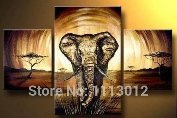 Hand Painted Modern Abstract Oil Painting Large Elephant Wall Art Canvas Set 3 Panel Home Decoration Art Picture For Living Room