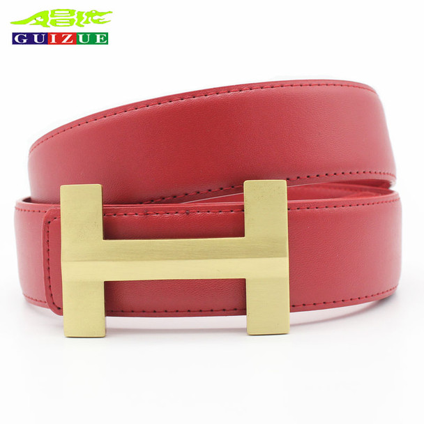 GUIZUE Classic H Design Men Belt High quality Cowhide Smooth Buckle Leather Luxury Belts Business Male Belts for Women Ceinture