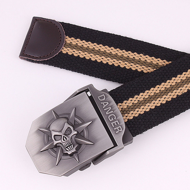 New Arrival Fashion Skull Head Men's Canvas Belt Alloy Buckle Military Belt Army Tactical Belts For Male Top Quality Men Strap New Arrival Fashion Skull Head Men's Canvas Belt Alloy Buckle Military Belt Army Tactical Belts For Male Top Quality Men Strap