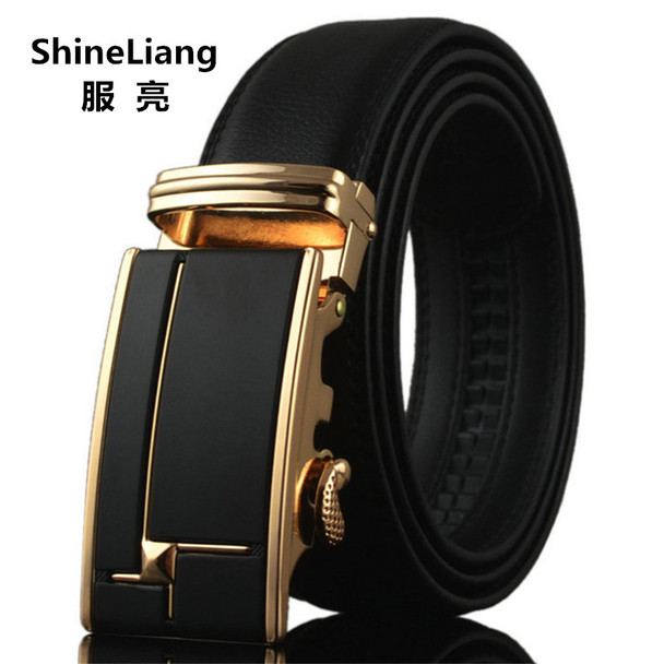 2018 Men's Belt Famous brand Automatic buckle Leather Width 3.5CM Designer high quality Gold silver 110/120/130CM male Luxury