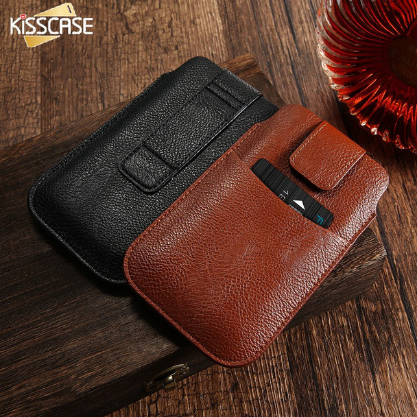 KISSCASE Universal Leather Wallet Belt Clip Pouch Phone Case For Iphone 5 5S 6 6S Plus Samsung Galaxy S7 S6 S6 Edge Plus Cover