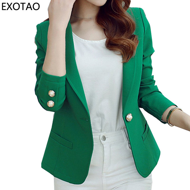 EXOTAO Women's Blazers Winter 2017 New Casacos Mujer Fashion Mini Jackets Female Long Sleeve Notched Jaqueta One Button Manteau