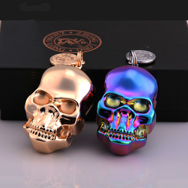 Fashion Skull Electronic USB Lighters With Key Ring Windproof Rechargeable For Cigar Cigarette Smoking Gadget Gift Box For Men