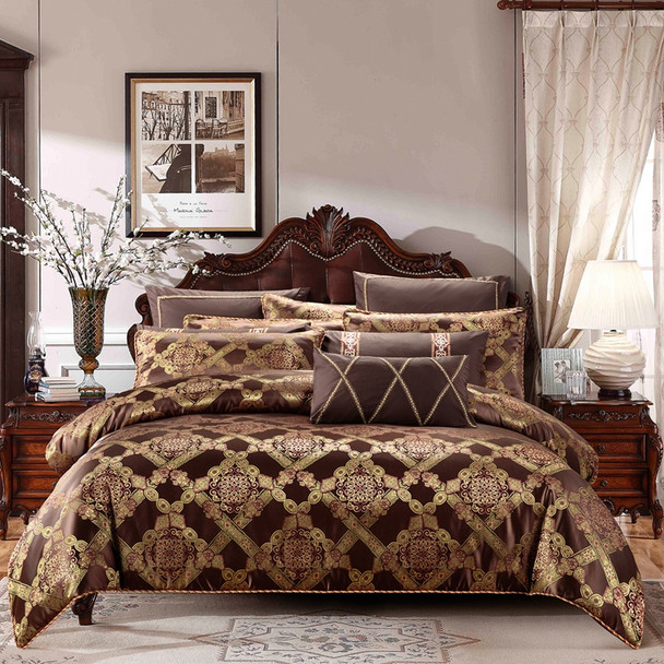 Gold Coffee Color Cotton Stain Bedding Set King Queen Size 4 6