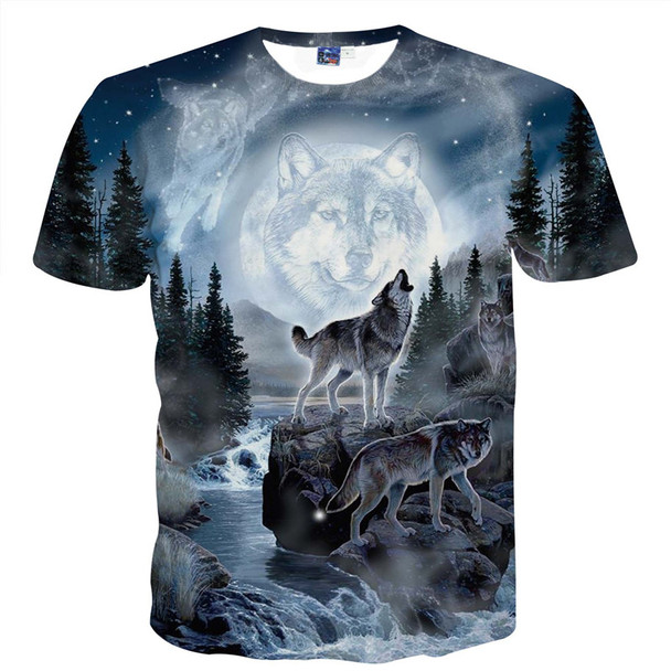 3d t shirt men 2018 New Fashion Men/women 3d t-shirt print forest double snow wolf summer tees shirt tops tees plus size t-shirt
