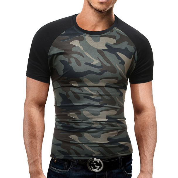 Brand Men'S T Shirt 2018 Summer Splicing Fashion O-Neck Short-Sleeved Tees Male Casual T-Shirt Slim Male DD01