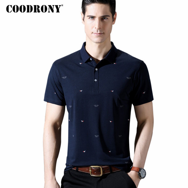 COODRONY Short Sleeve T Shirt Men 2018 Spring Summer New Arrivals Fashion Print Turn-down Collar T-Shirt Cotton Tee Shirts S8612