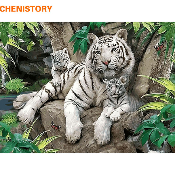  CHENISTORY Animal Picture On Wall Acrylic Paint By Numbers Diy Painting By Numbers Children Gift Coloring By Numbers Tiger