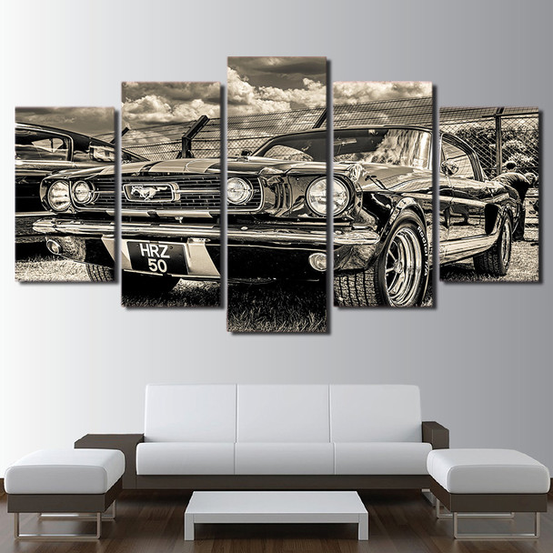 Modular HD Print Artwork Modern Sports Car Poster Home Decor Wall Art 5 Pieces Pictures 1965 Ford Mustang Canvas Painting PENGDA