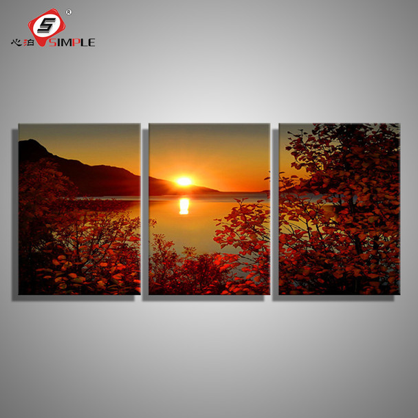 SIMPLE Oil Painting Canvas Lake Sunset Landscape Wall Art Decoration prints Home Decor Modern Wall Picture For Living Room