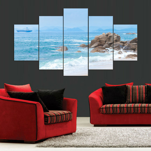 Wall Art Modern Painting Sea Beach Canvas Picture Wall Pictures Artwork Print On Canvas Painting by Numbers Unframed 5 Pieces