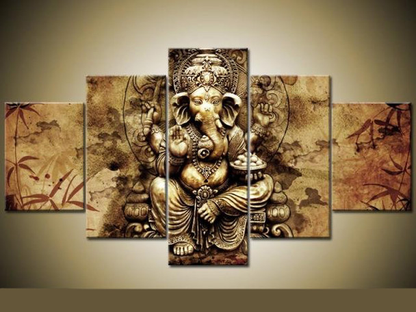 HD print 5 pcs Ganesha Red Maple Tree canvs Painting wall Art Pictures home decor wall art picture for living room decor PT1164