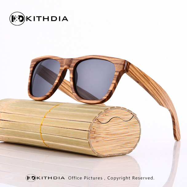 KITHDIA Wooden Sunglasses Polarized Men Bamboo Case Women Brand Designer Vintage Wood Sun Glasses Oculos de sol masculino