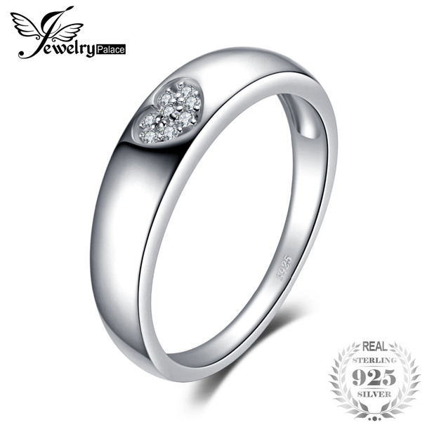 JewelryPalace Heart Cubic Zirconia Wedding Engagement Ring For Women Real 925 Sterling Silver Romantic Ring Birthday Present