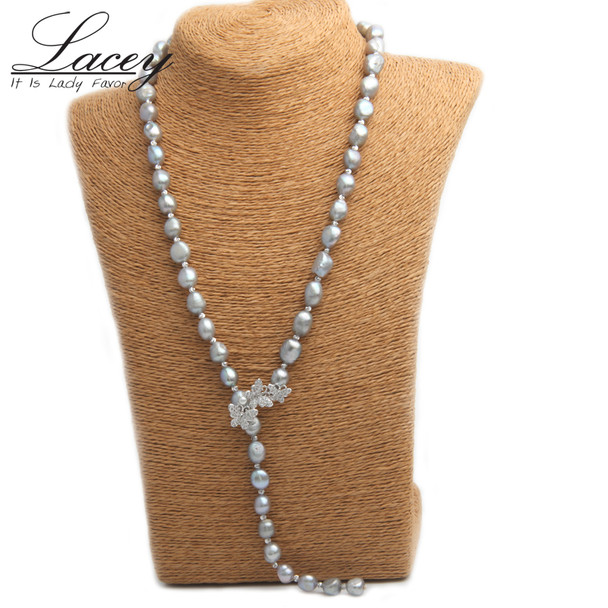 10mm Baroque Pearl Necklace Real Freshwater Cultured Long Pearl Necklace Fine Jewelry for Nice Lady Female Gift 